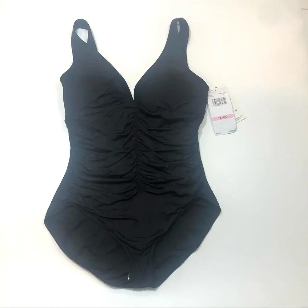 Coco Reef black vneck underwire one piece swimsuit size 16 - Picture 3 of 7